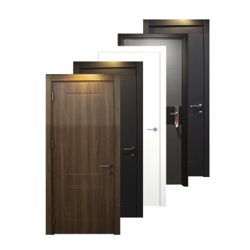 Metal door with MDF covering